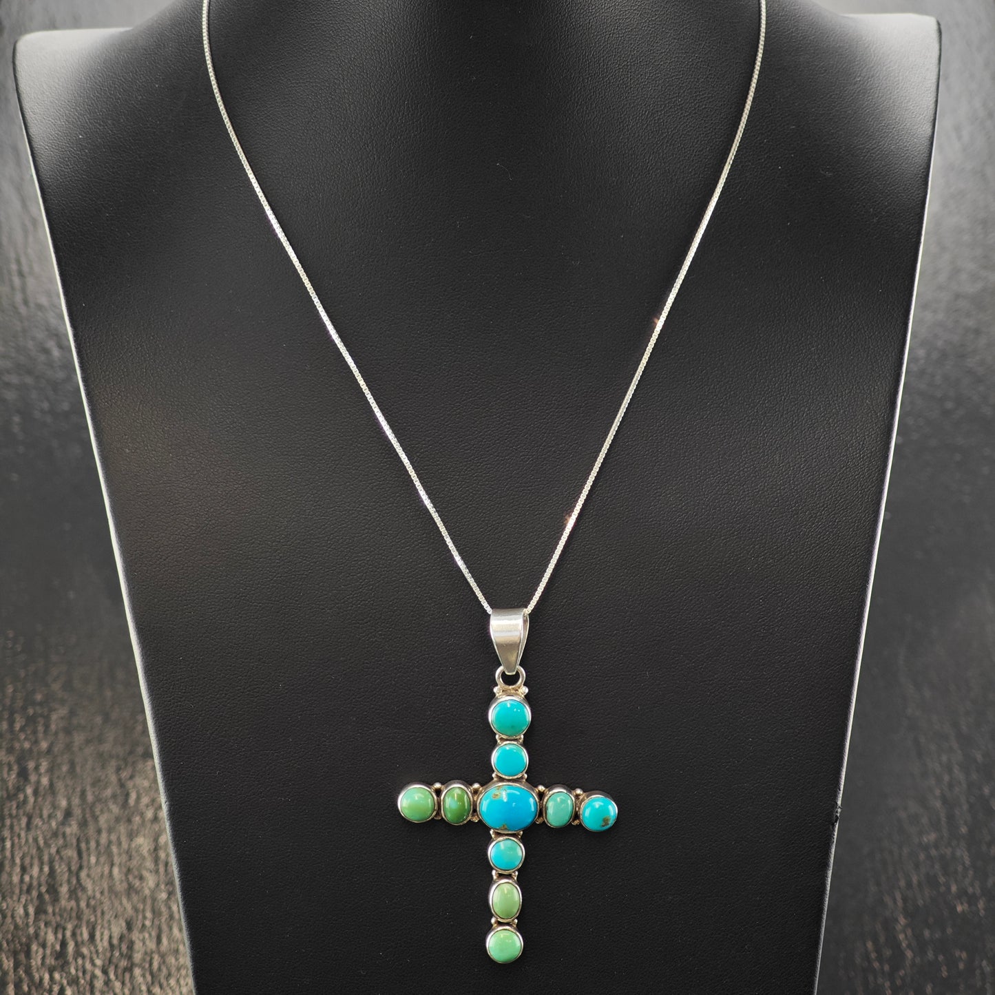 Sw Turquoise Cross Pendant Sterling Silver P2868