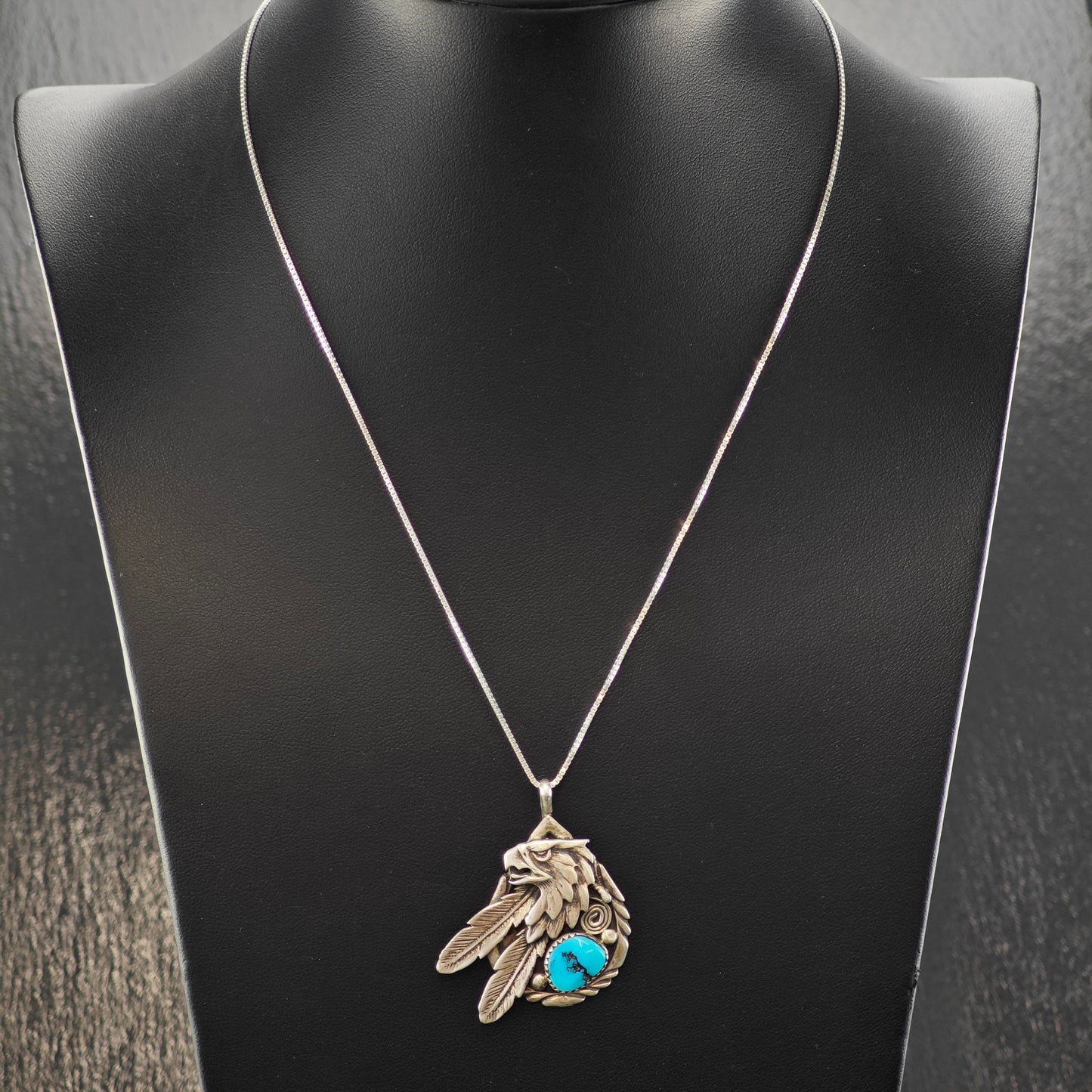 Native American Turquoise Eagle Pendant Sterling Silver P2875