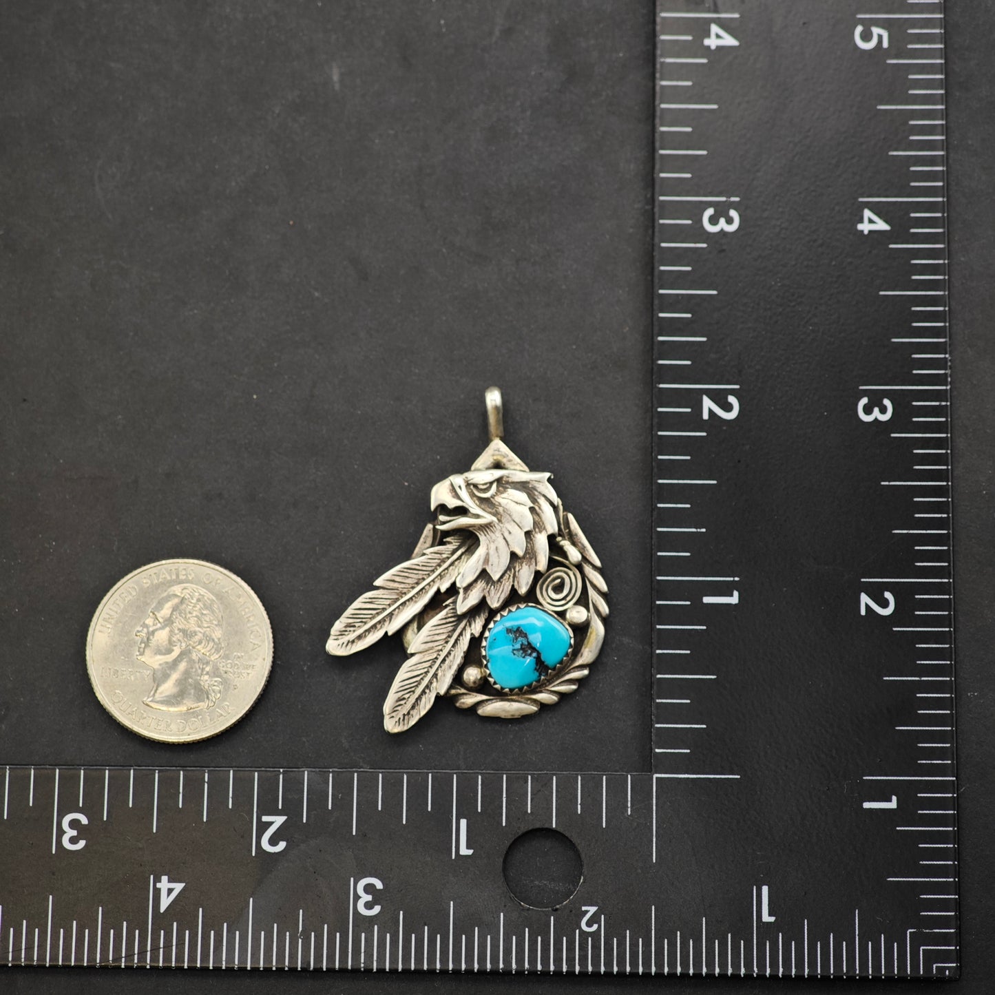 Native American Turquoise Eagle Pendant Sterling Silver P2875