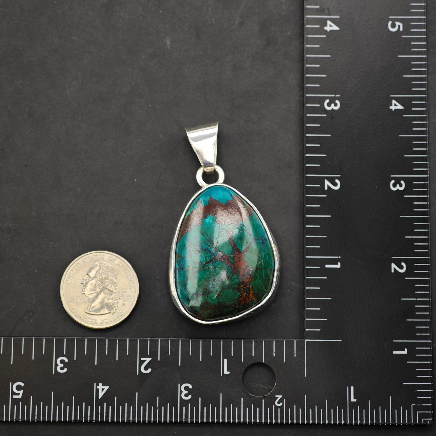 Charles Albert Chrysocolla, "Tree of Life" Pendant Sterling Silver P2878