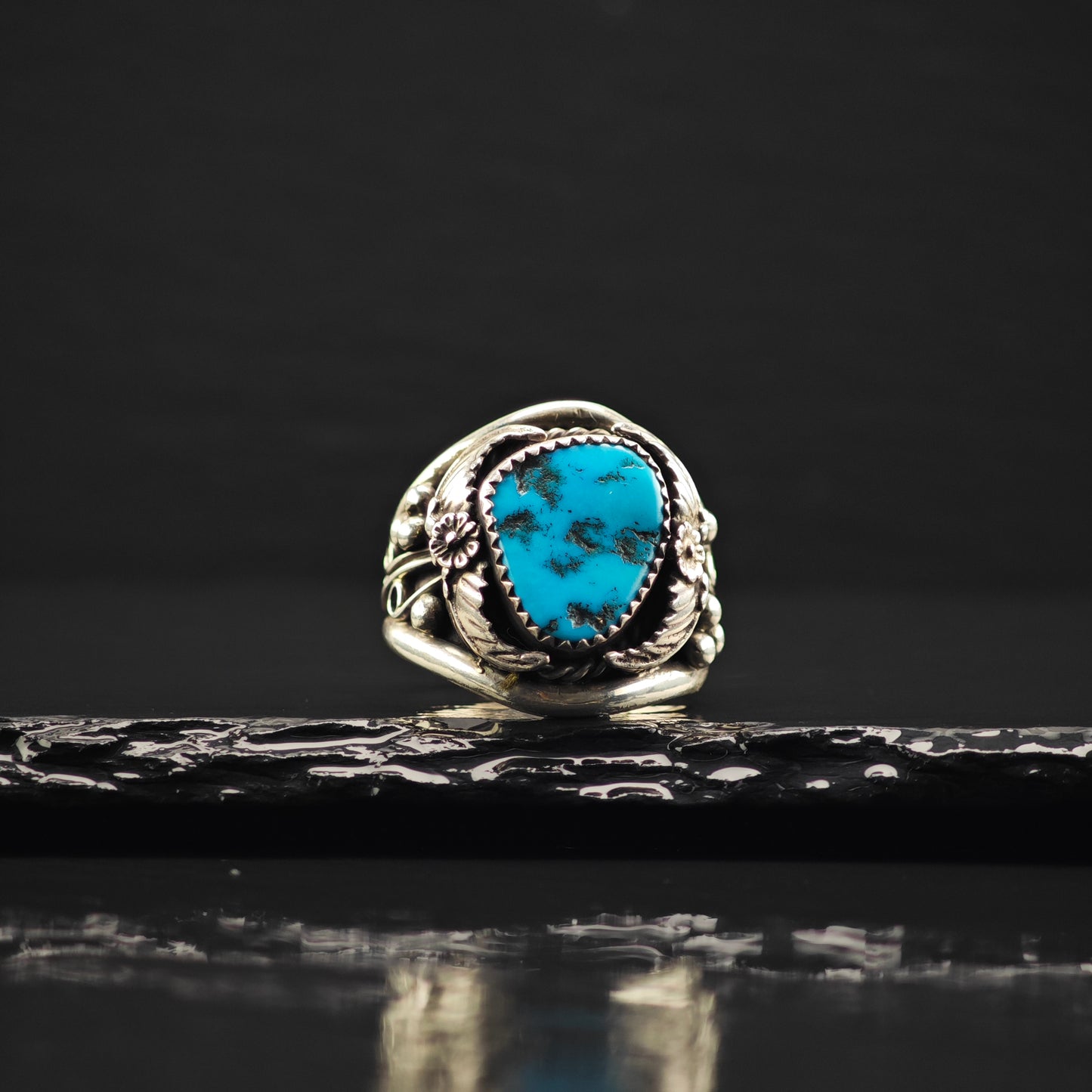 Sleeping Beauty Turquoise Statement Ring Sterling Silver Sz 12 R6326