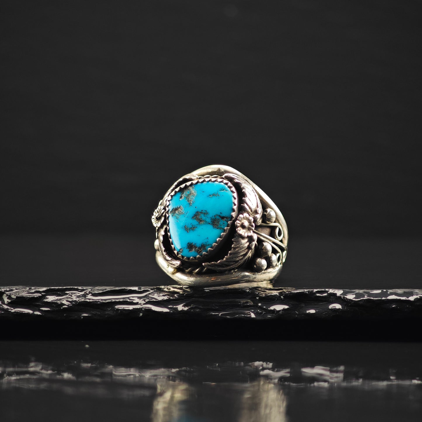 Sleeping Beauty Turquoise Statement Ring Sterling Silver Sz 12 R6326