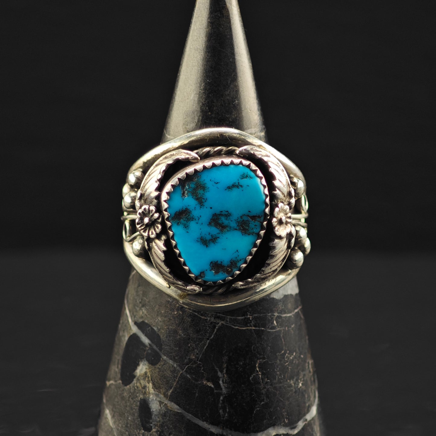 Sleeping Beauty Turquoise Statement Ring Sterling Silver Sz 12 R6326
