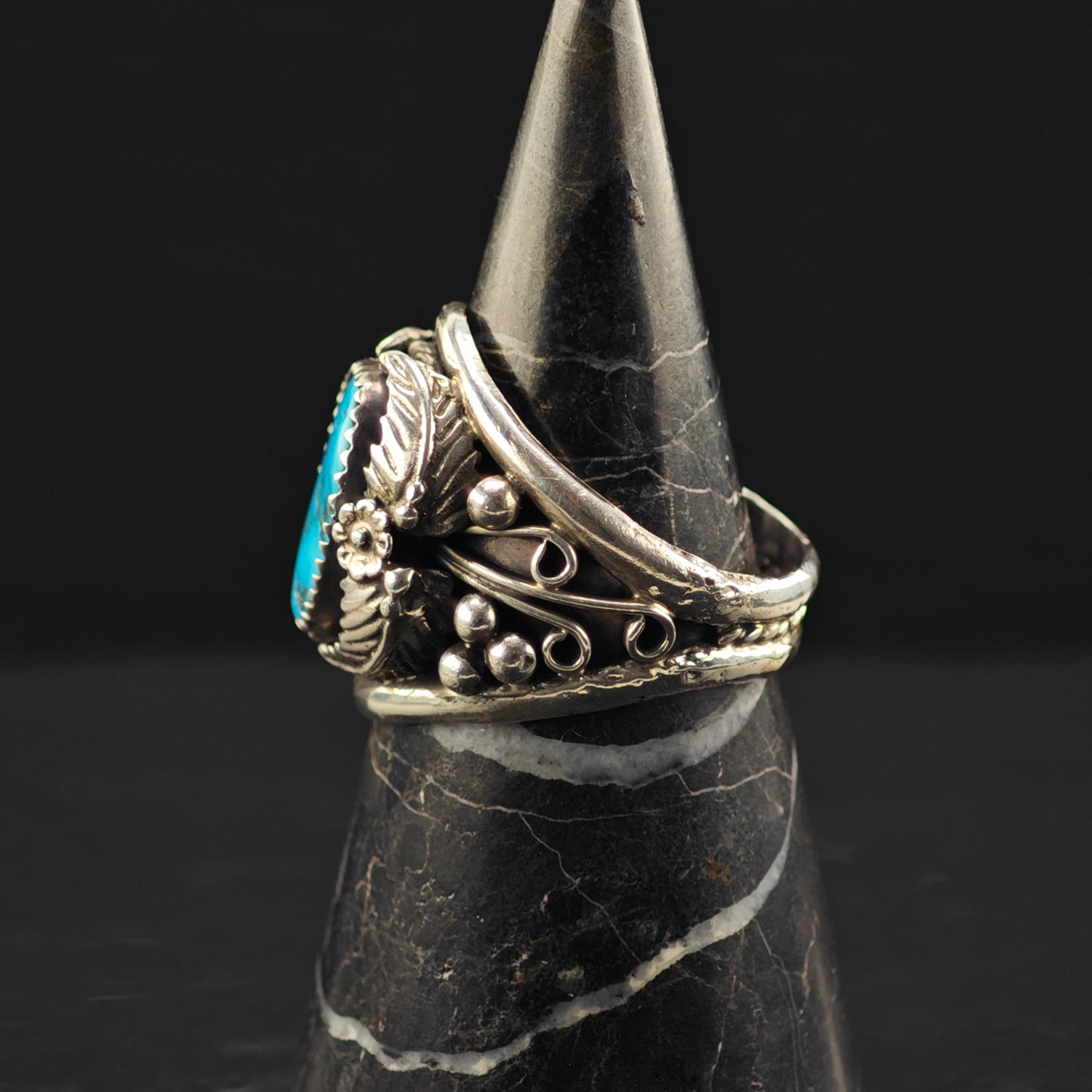 Sleeping Beauty Turquoise Statement Ring Sterling Silver Sz 12 R6326