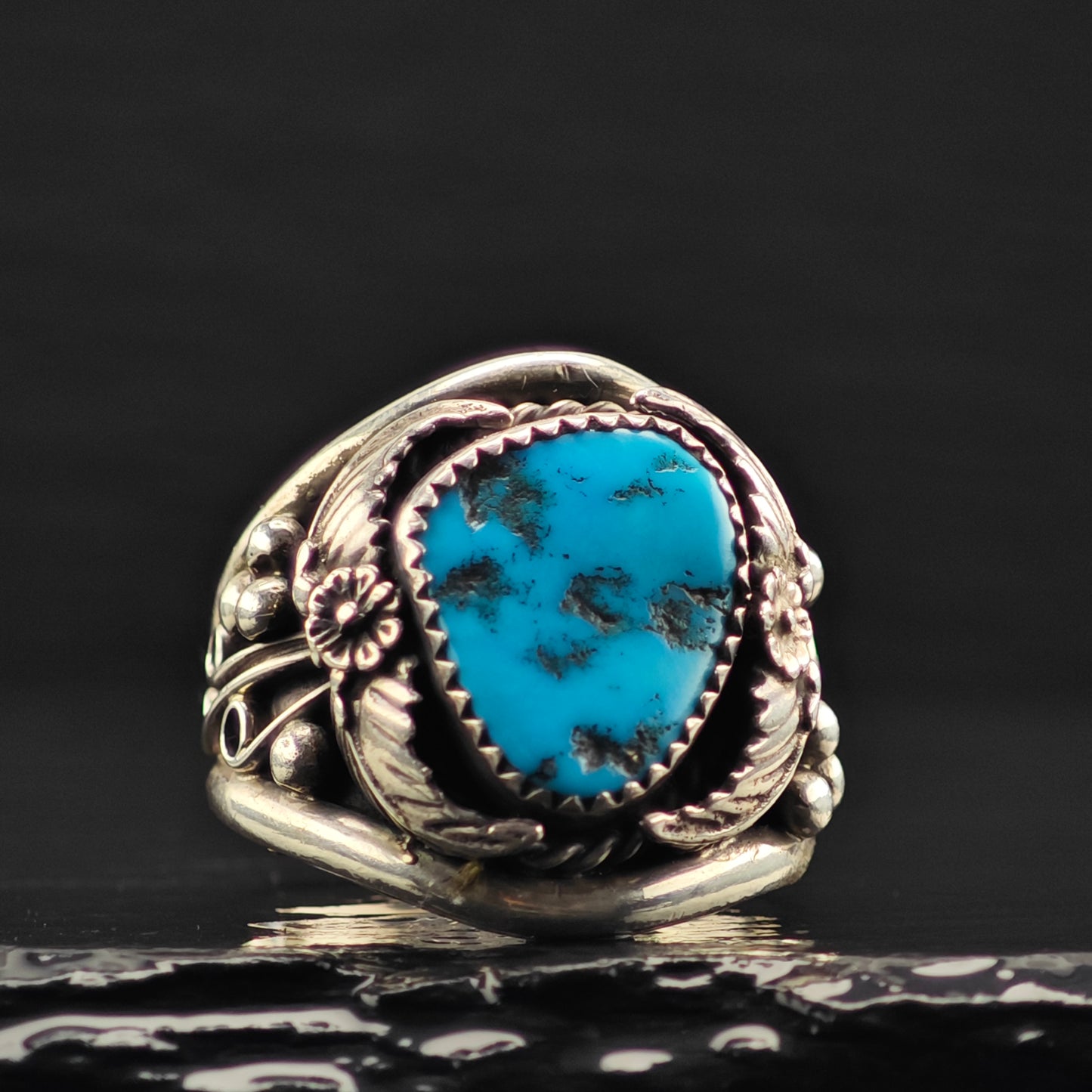 Sleeping Beauty Turquoise Statement Ring Sterling Silver Sz 12 R6326