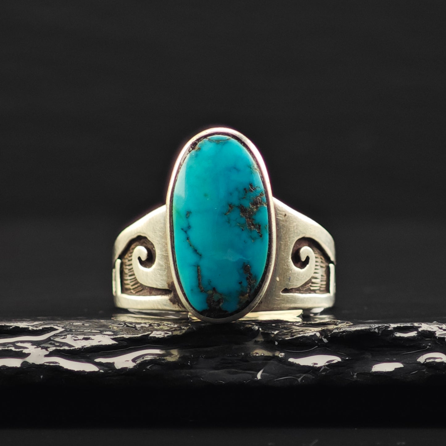 Turquoise Overlay Ring Sterling Silver Sz 9 R6330