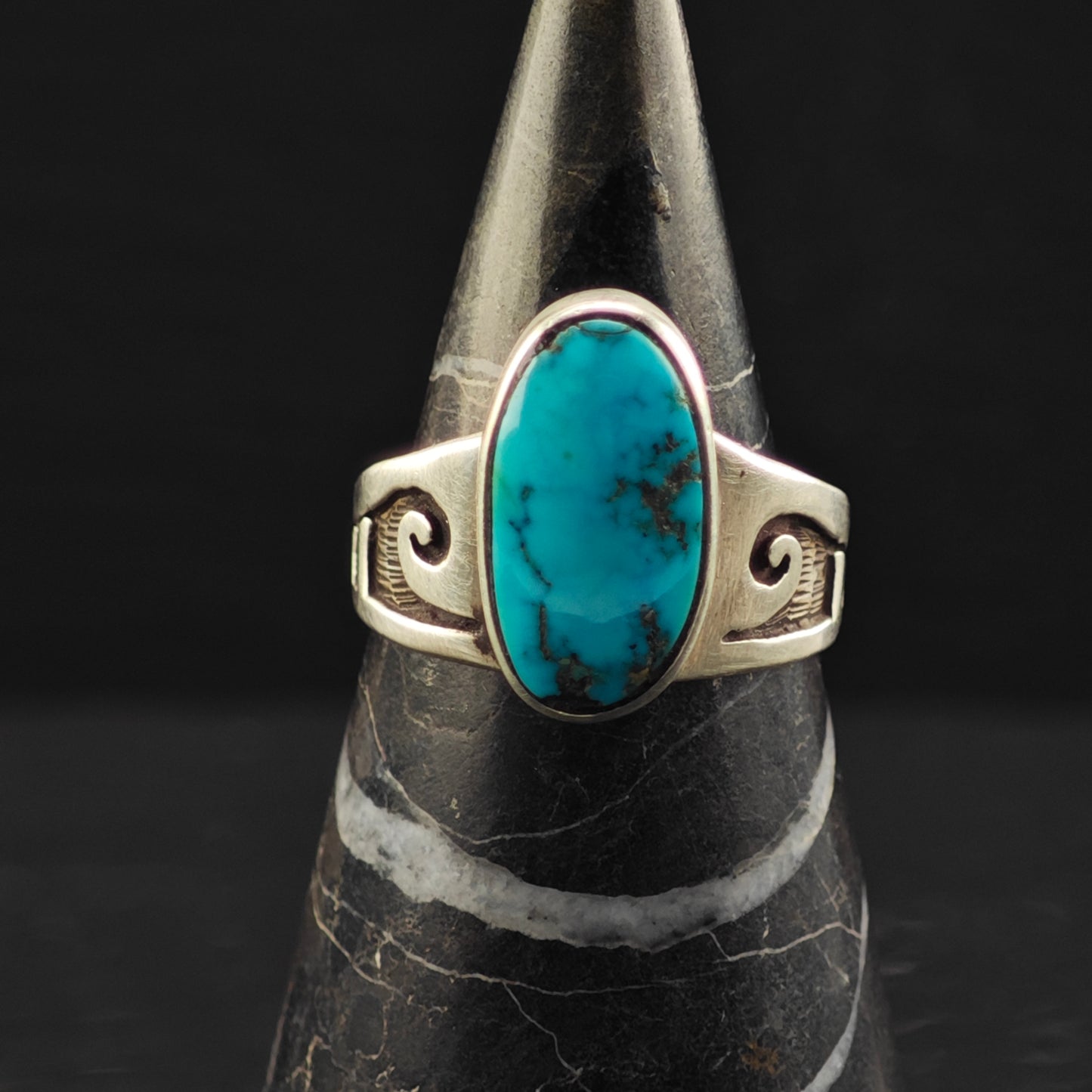 Turquoise Overlay Ring Sterling Silver Sz 9 R6330