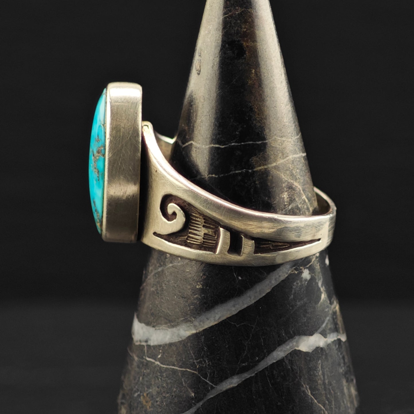 Turquoise Overlay Ring Sterling Silver Sz 9 R6330