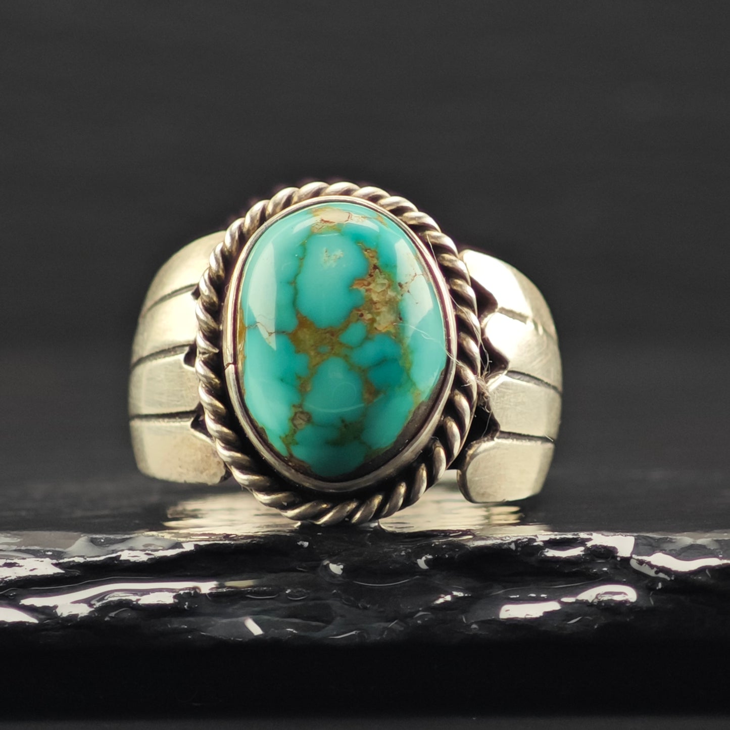 Spiderweb Turquoise Ring Sterling Silver Sz 10 1/2 R6331