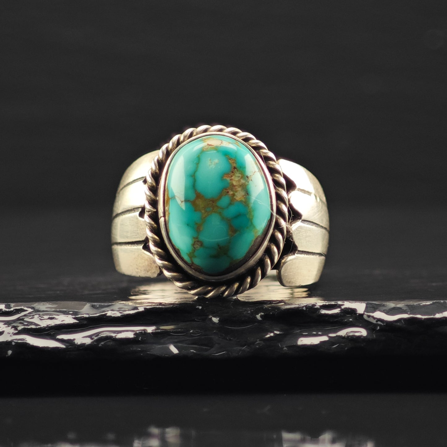 Spiderweb Turquoise Ring Sterling Silver Sz 10 1/2 R6331