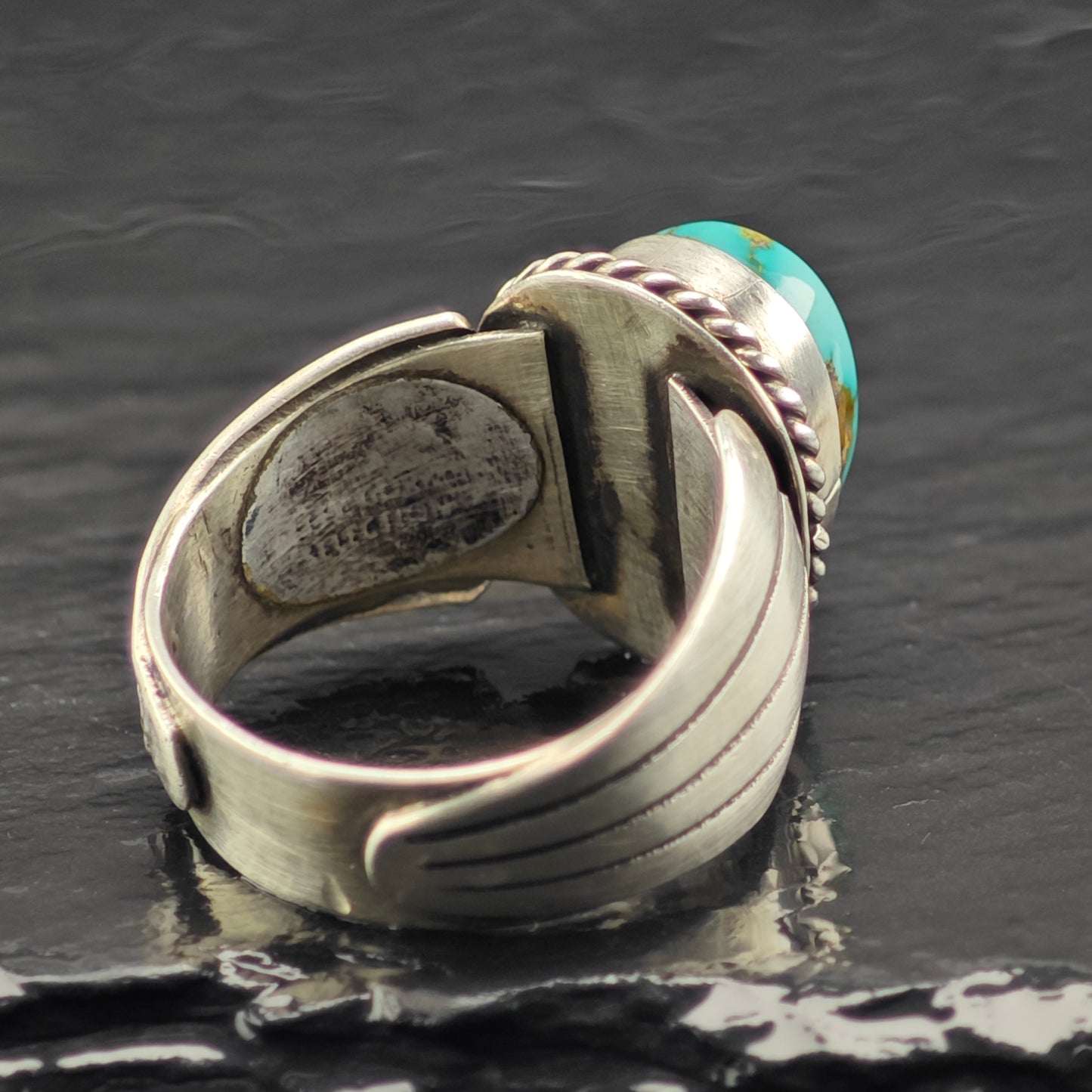 Spiderweb Turquoise Ring Sterling Silver Sz 10 1/2 R6331