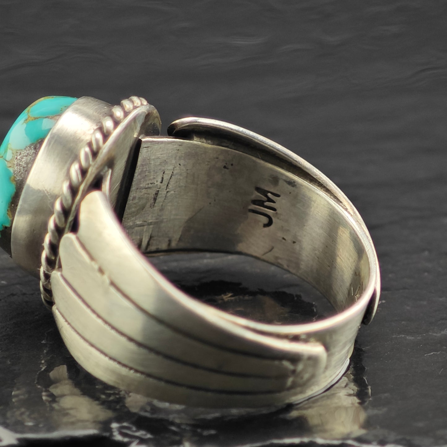 Spiderweb Turquoise Ring Sterling Silver Sz 10 1/2 R6331