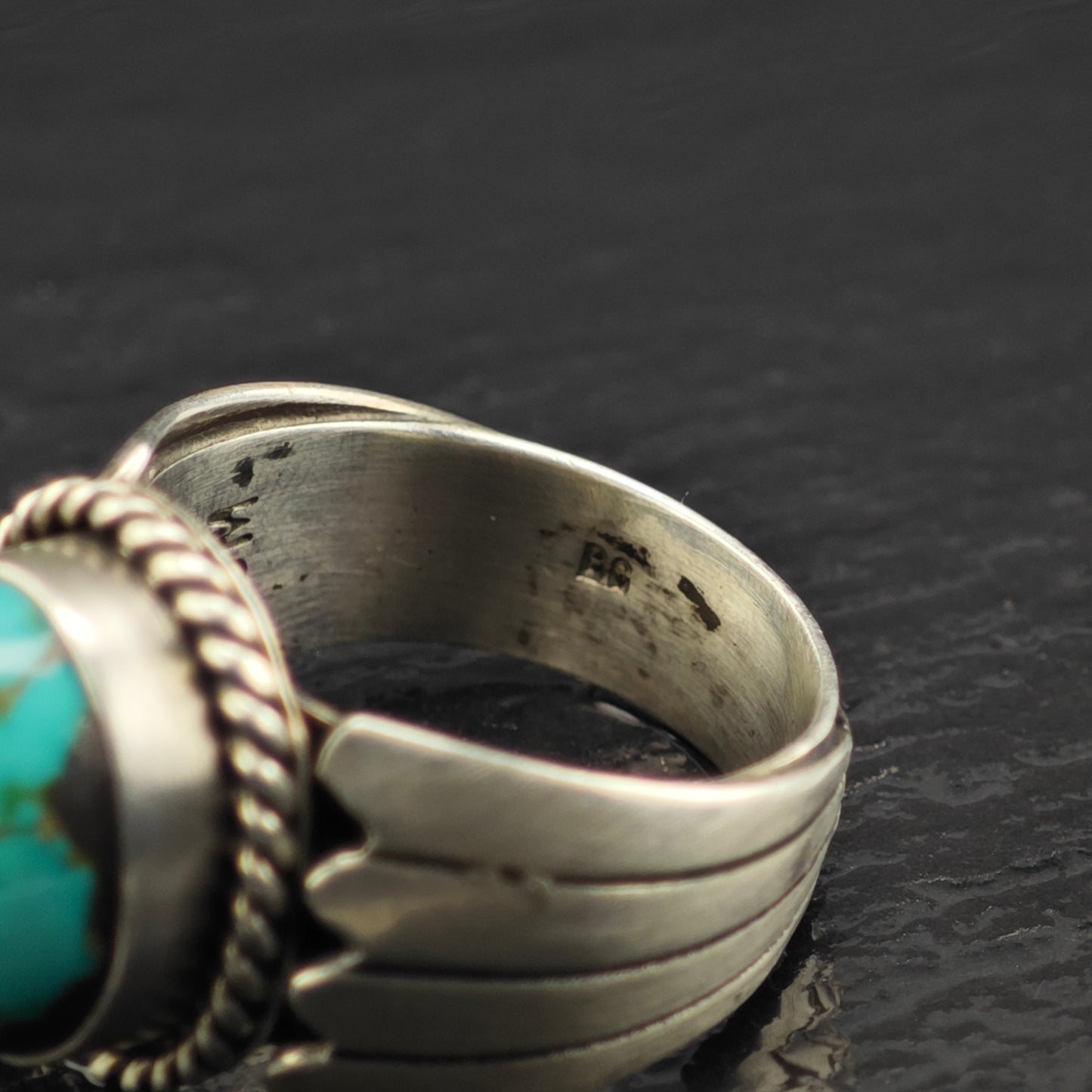 Spiderweb Turquoise Ring Sterling Silver Sz 10 1/2 R6331
