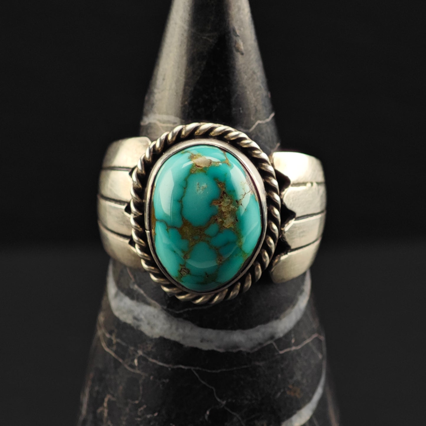 Spiderweb Turquoise Ring Sterling Silver Sz 10 1/2 R6331