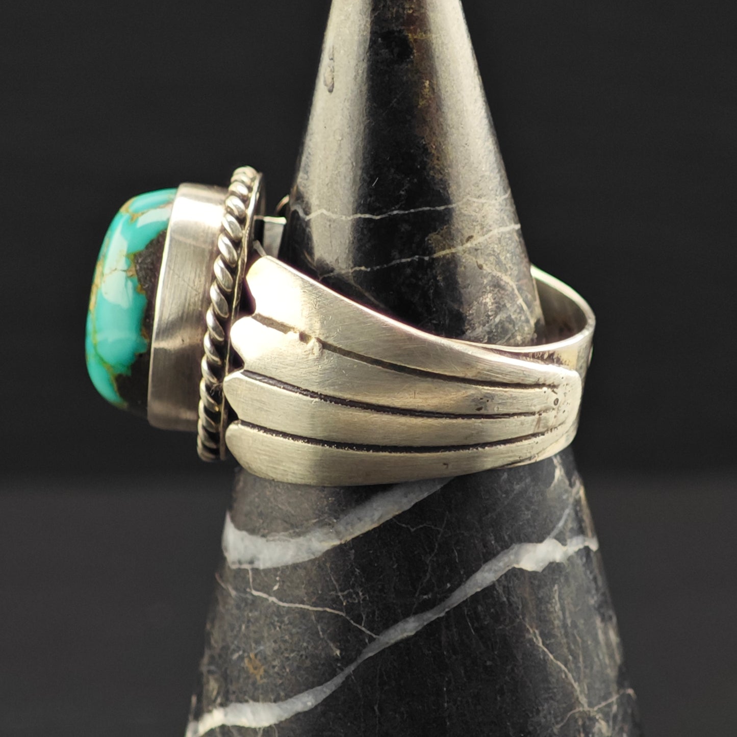 Spiderweb Turquoise Ring Sterling Silver Sz 10 1/2 R6331