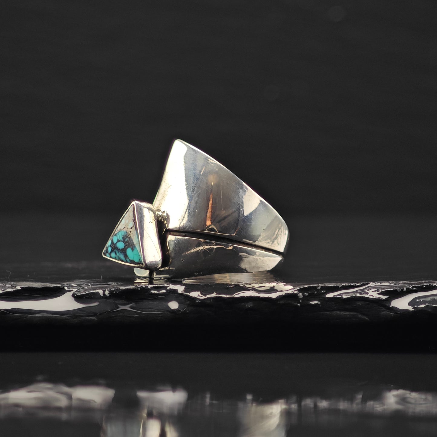 Sw Abstract, Bypass Turquoise Ring Sterling Silver Sz 10 R6334