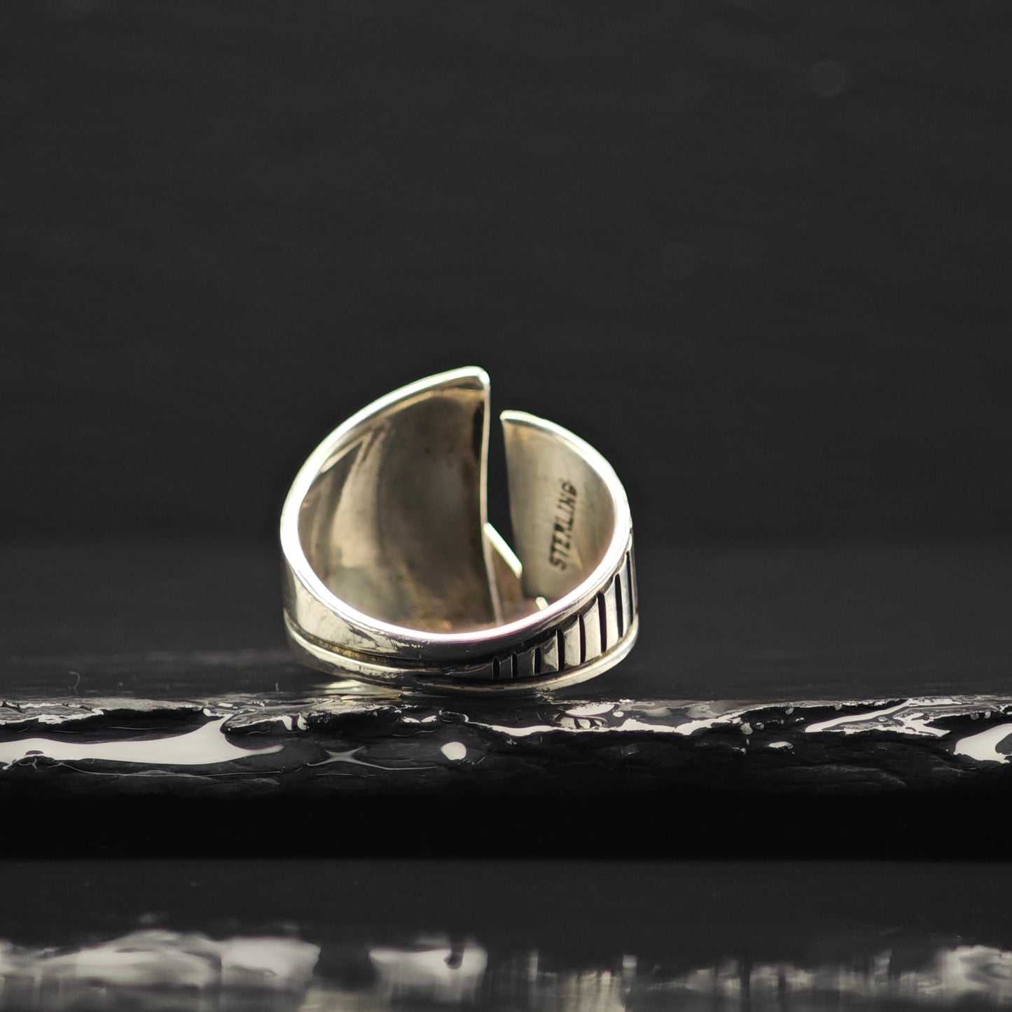 Sw Abstract, Bypass Turquoise Ring Sterling Silver Sz 10 R6334