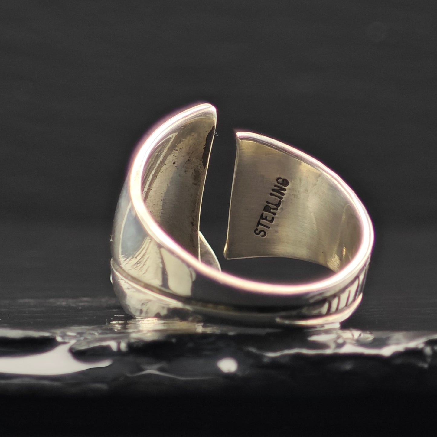 Sw Abstract, Bypass Turquoise Ring Sterling Silver Sz 10 R6334