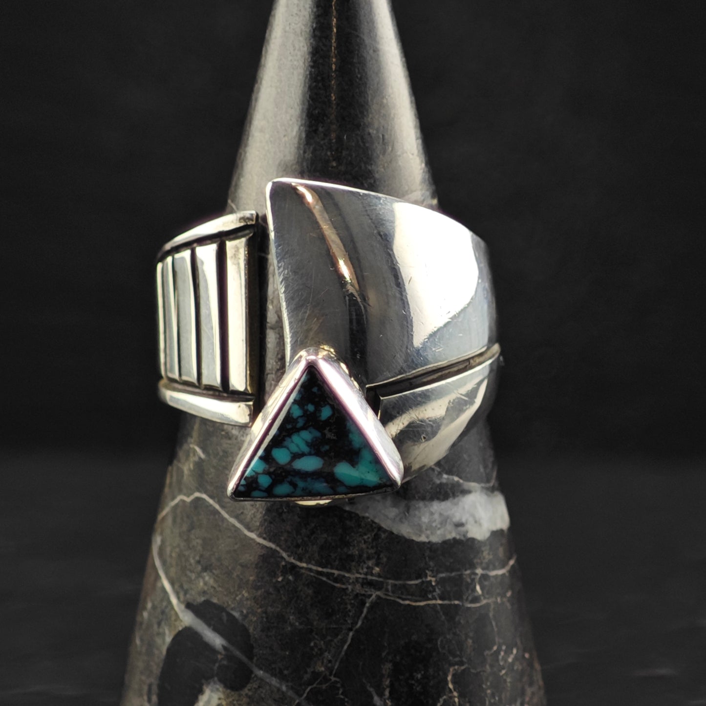 Sw Abstract, Bypass Turquoise Ring Sterling Silver Sz 10 R6334