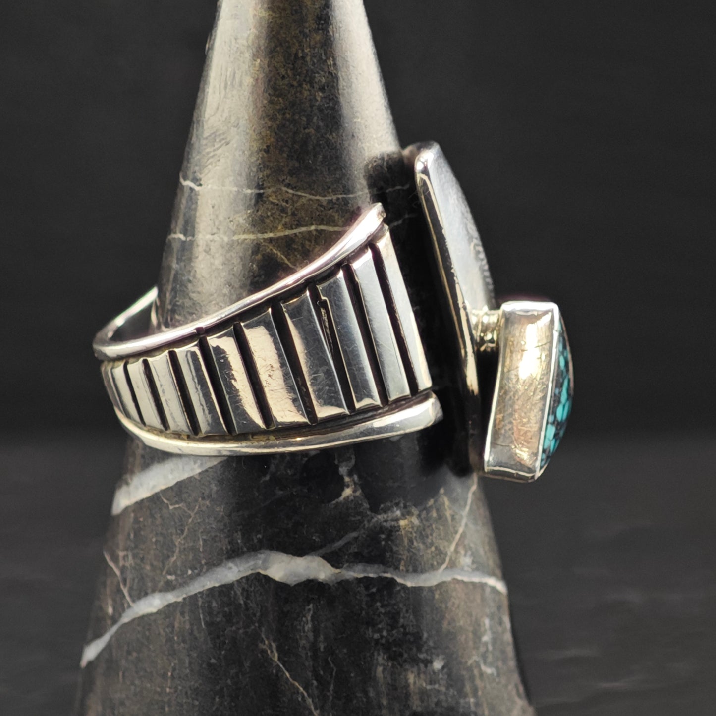 Sw Abstract, Bypass Turquoise Ring Sterling Silver Sz 10 R6334
