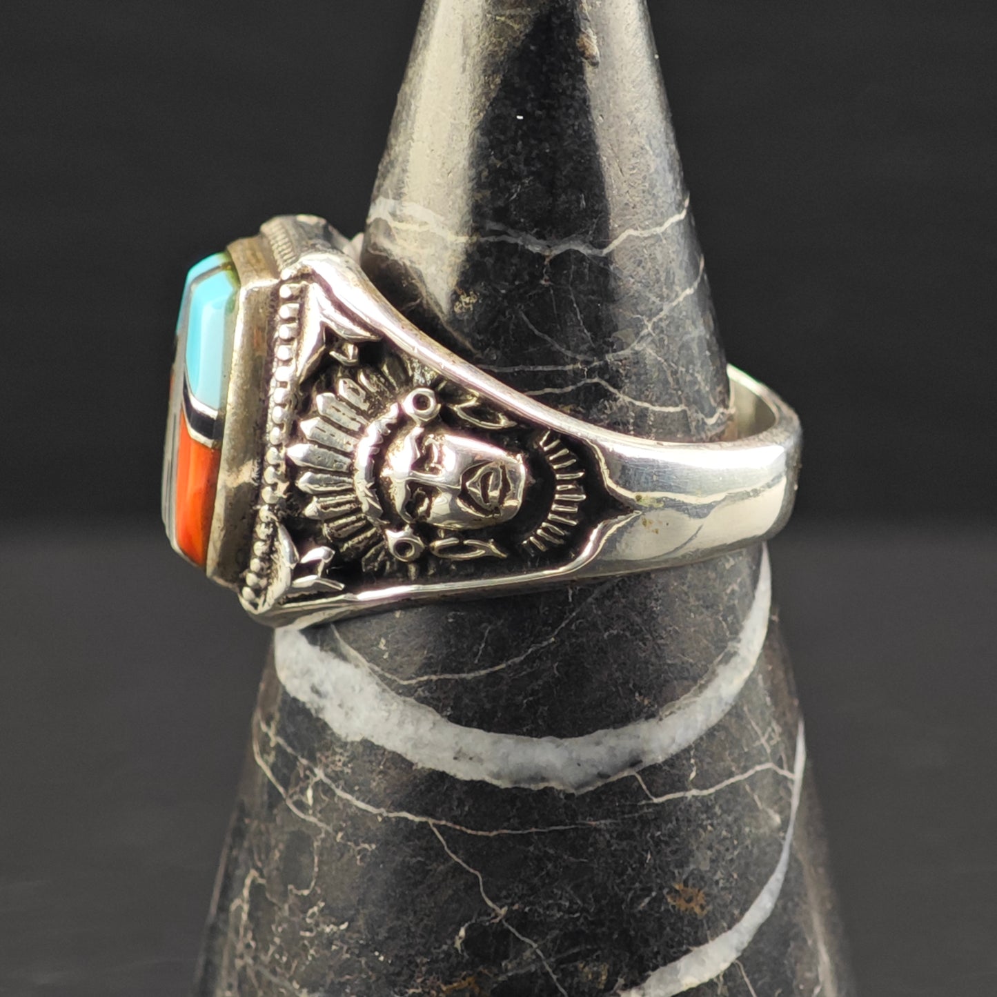 Sw Chief Inlay Ring Sterling Silver Sz 10 1/2 R6336