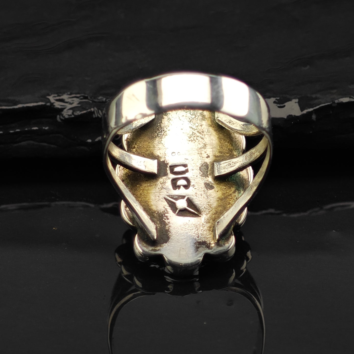 OOAK Native American Turquoise Ring Sterling Silver Sz 9 R6338