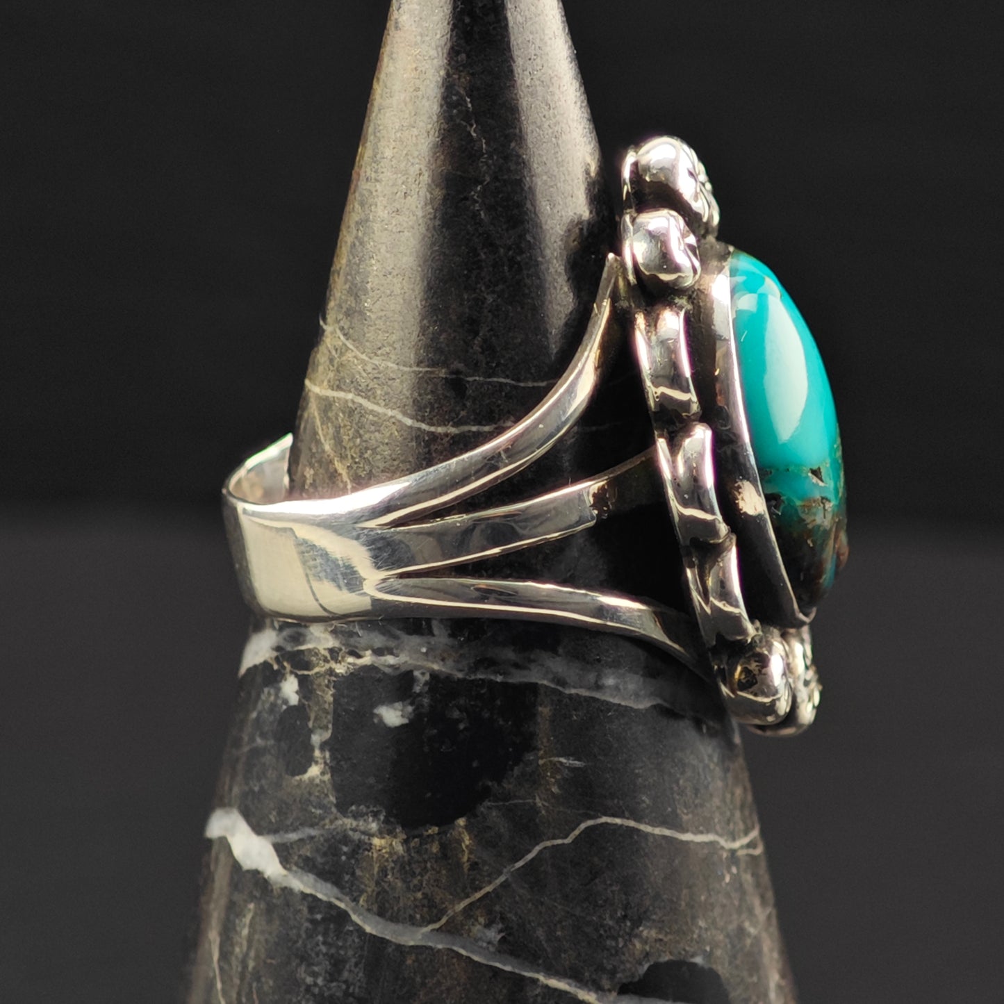 OOAK Native American Turquoise Ring Sterling Silver Sz 9 R6338