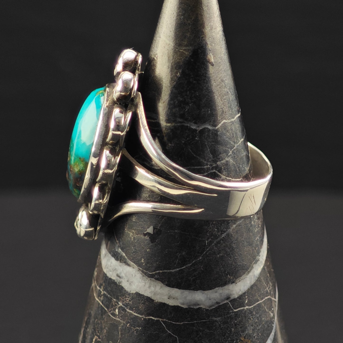 OOAK Native American Turquoise Ring Sterling Silver Sz 9 R6338