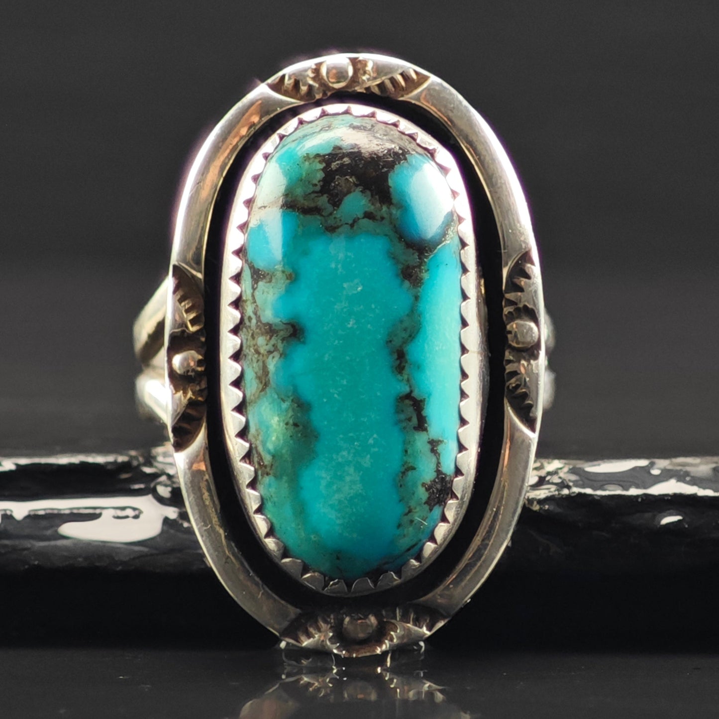 Native American Turquoise Ring Sterling Silver Sz 9 R6340