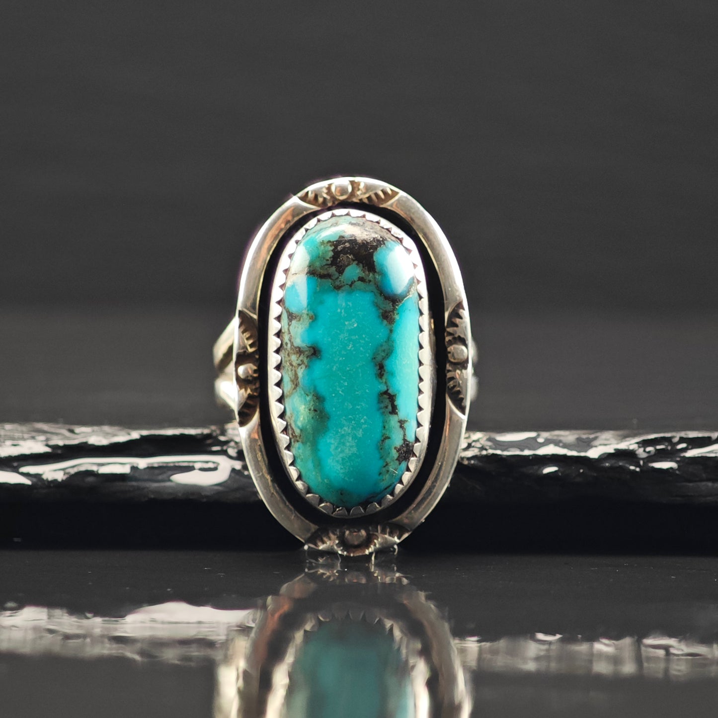 Native American Turquoise Ring Sterling Silver Sz 9 R6340
