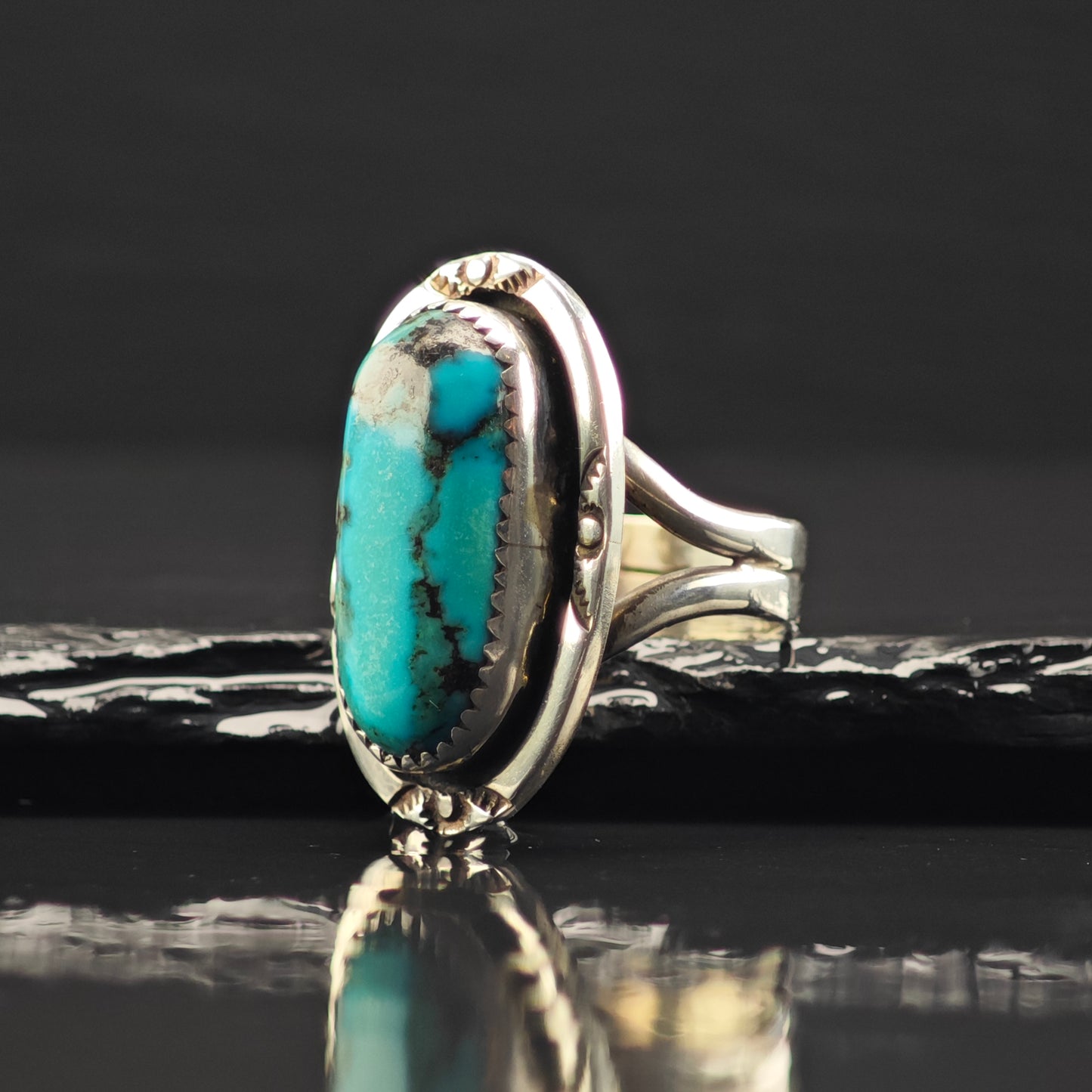 Native American Turquoise Ring Sterling Silver Sz 9 R6340