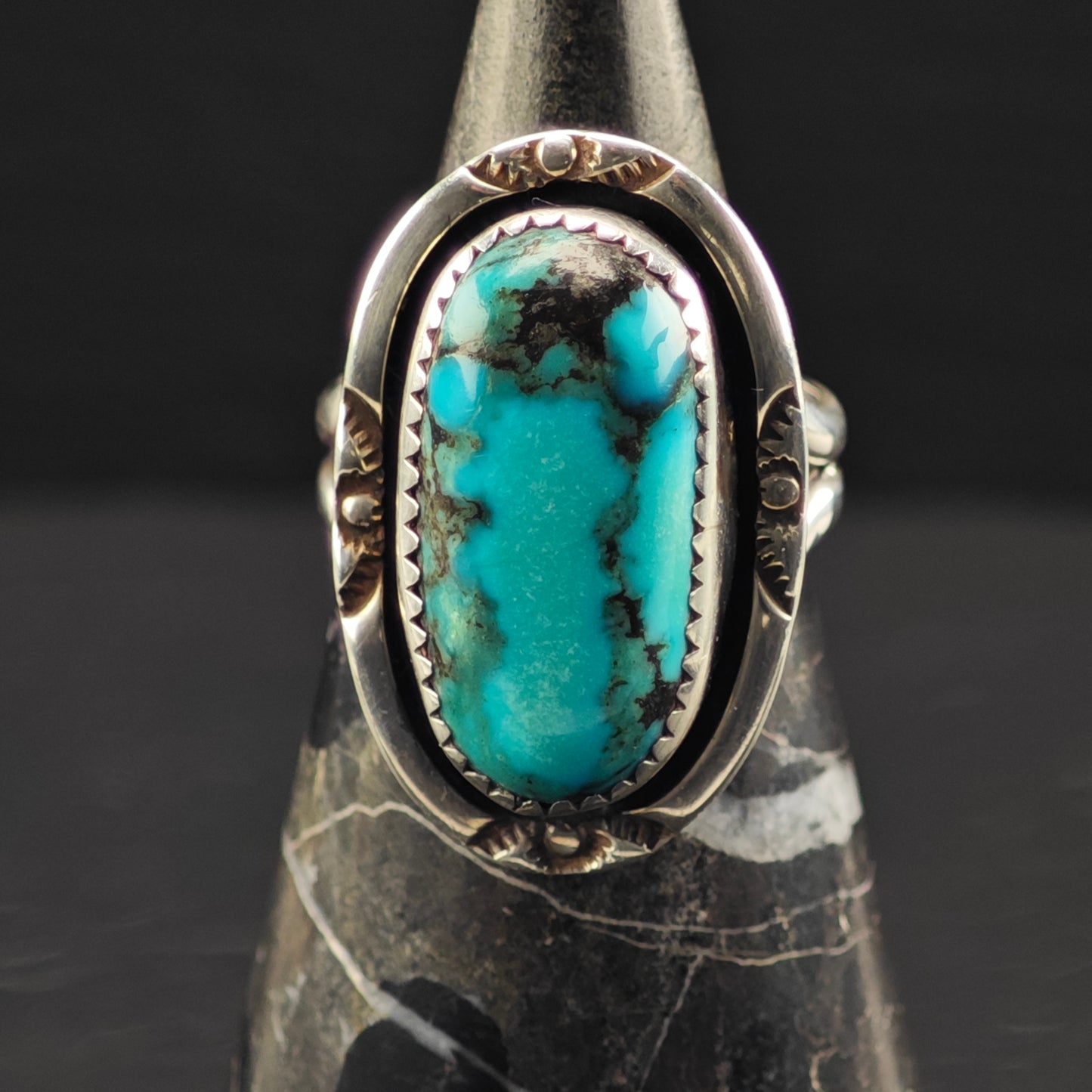 Native American Turquoise Ring Sterling Silver Sz 9 R6340