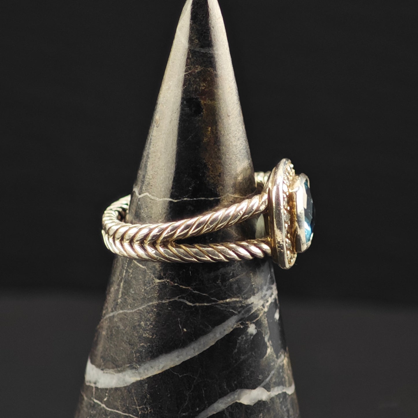 David Yurman Albion Topaz, Diamond Ring Sterling Silver Sz 6 R6352