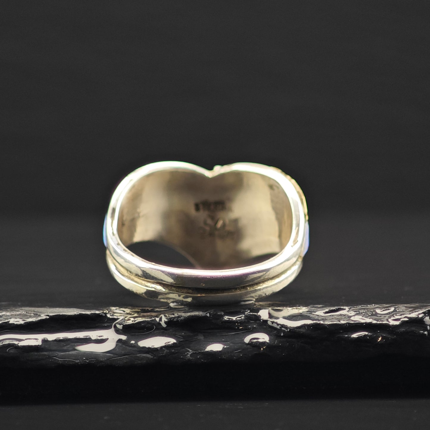 Lab Opal Gold Tone Accent Ring Sterling Silver Sz 9 R6353