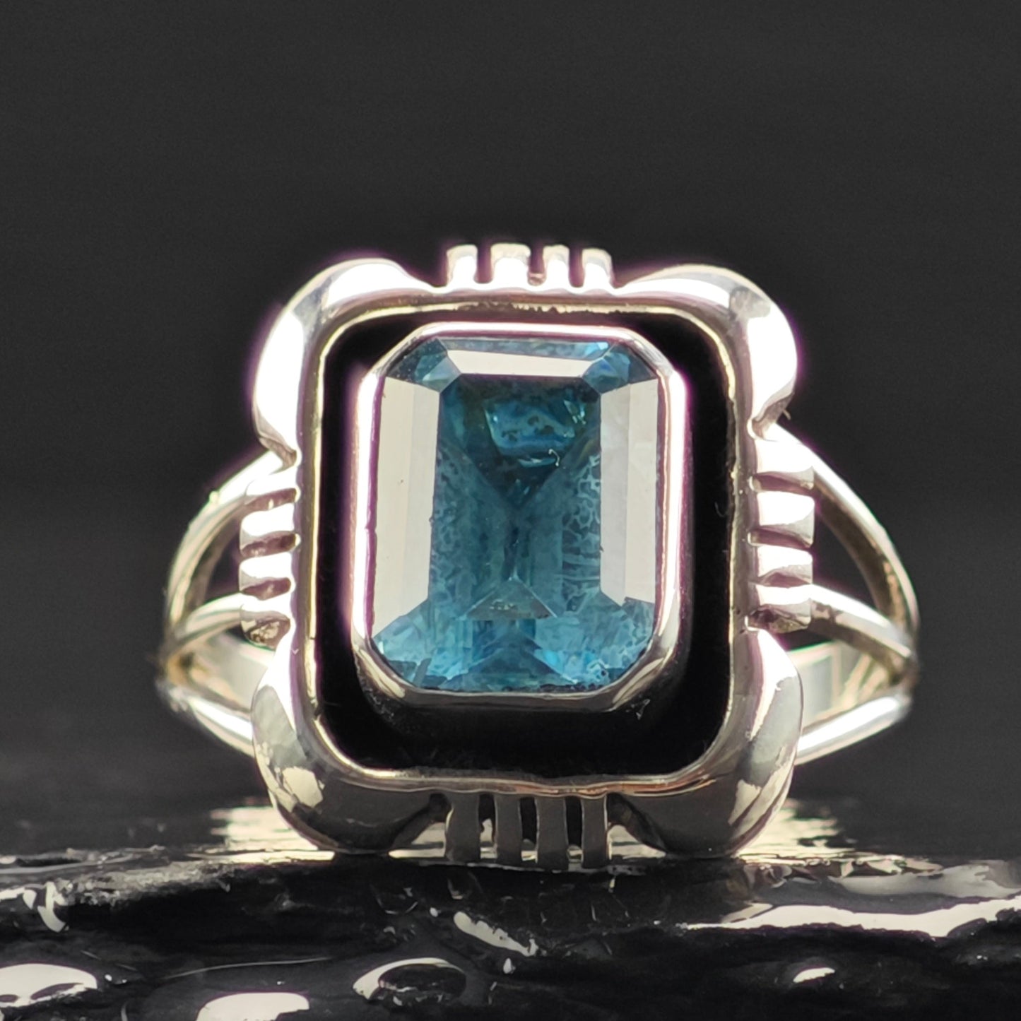 Native American Topaz Sterling Silver Ring Sz 9 R6355