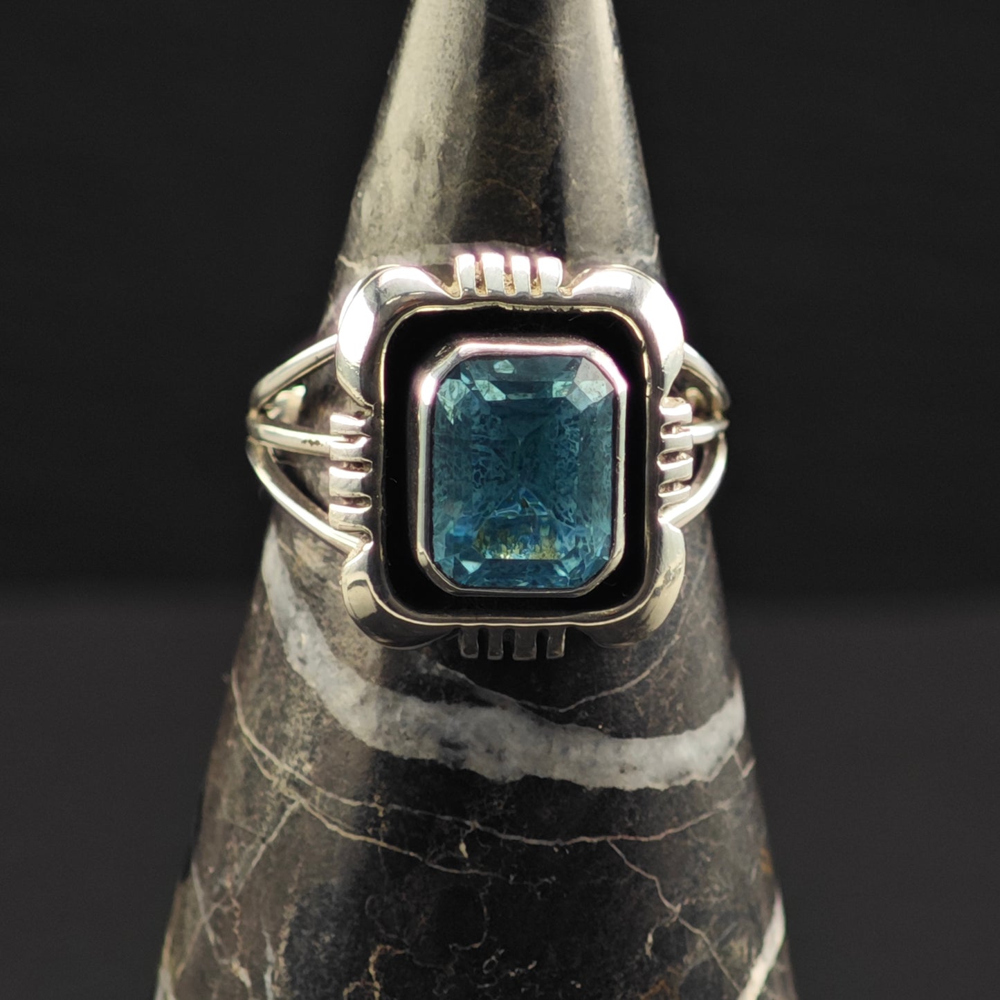 Native American Topaz Sterling Silver Ring Sz 9 R6355