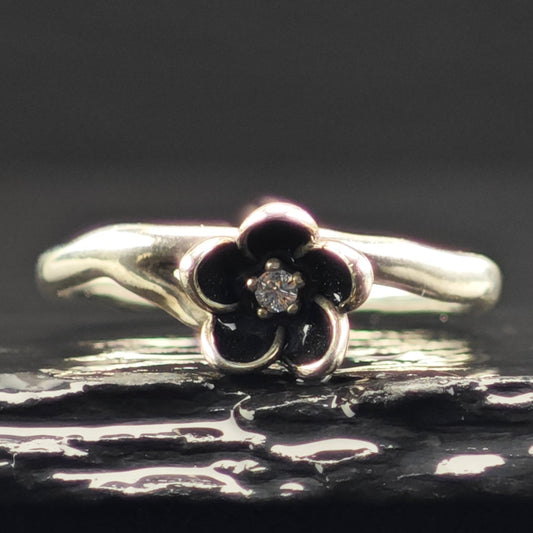 Pandora Floral, Enamel Ring Sterling Silver Sz 9 R6359