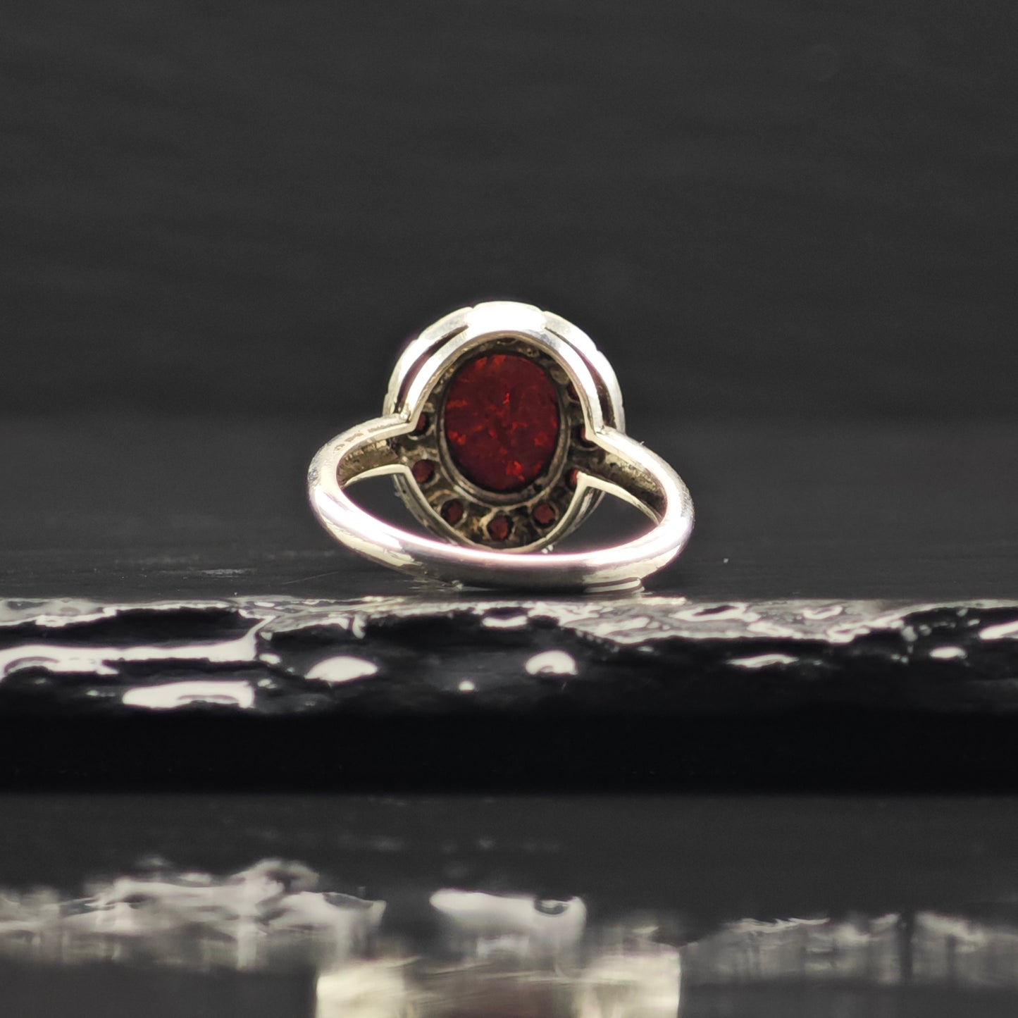 Lab Black Opal Ring Sterling Silver Sz 6 1/2 R6362