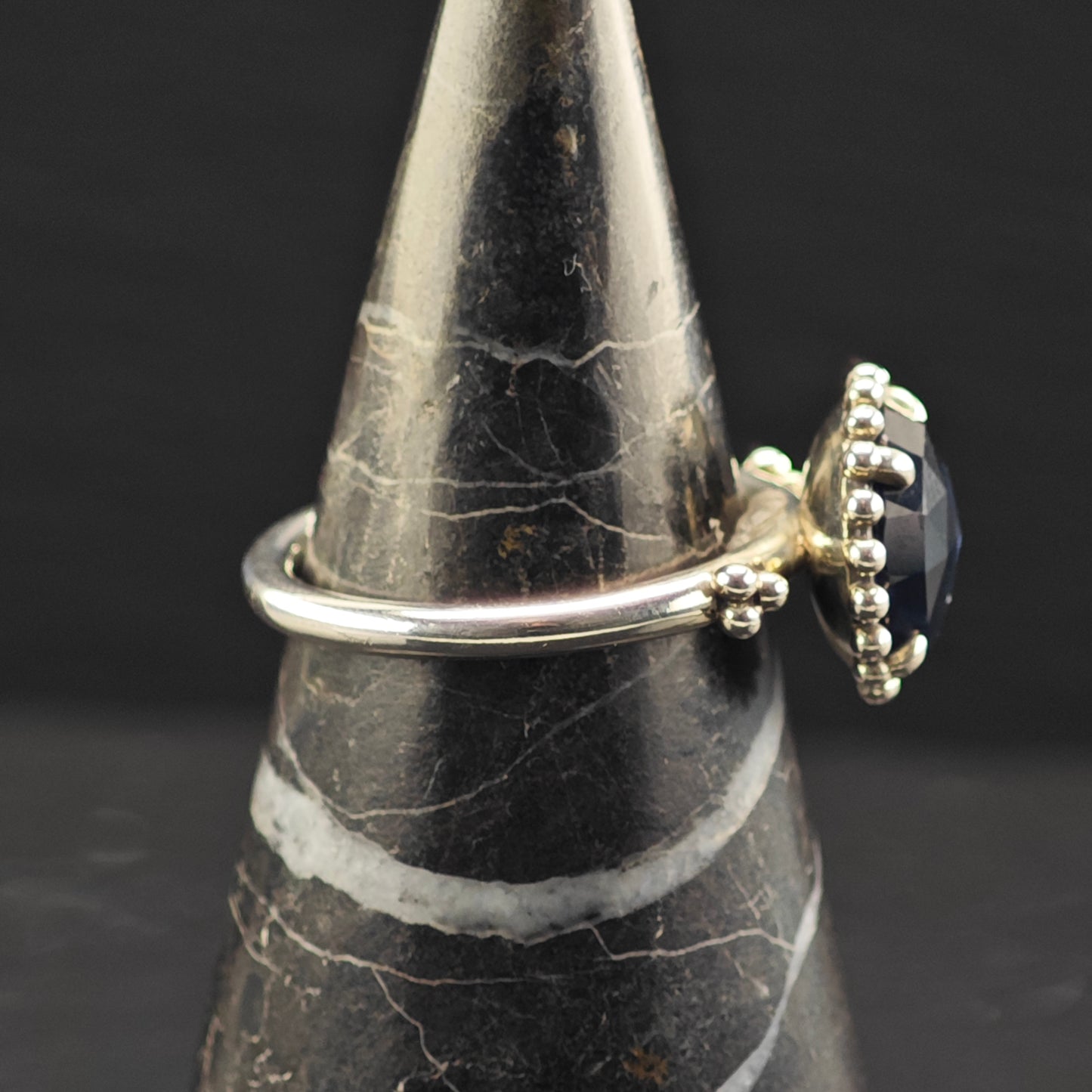 Vintage Pandora Dark Crystal Ring Sterling Silver Sz 9 R6363