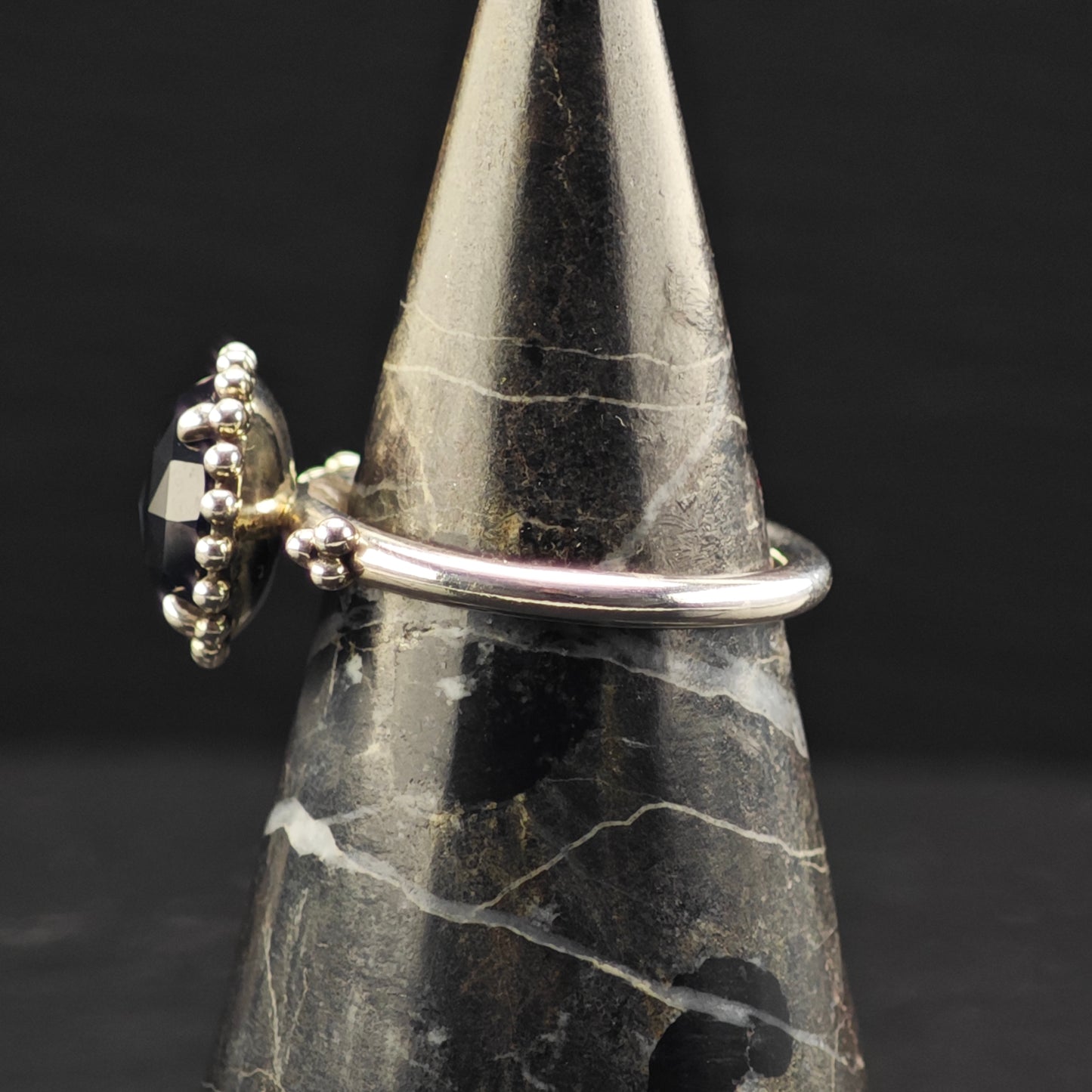 Vintage Pandora Dark Crystal Ring Sterling Silver Sz 9 R6363