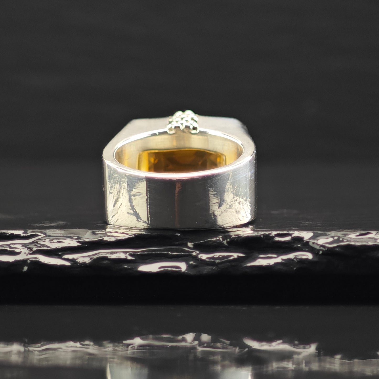 Michael Dawkins, Citrine Ring, Solid Gold Bezel Sterling Silver Sz 6 1/2 R6367