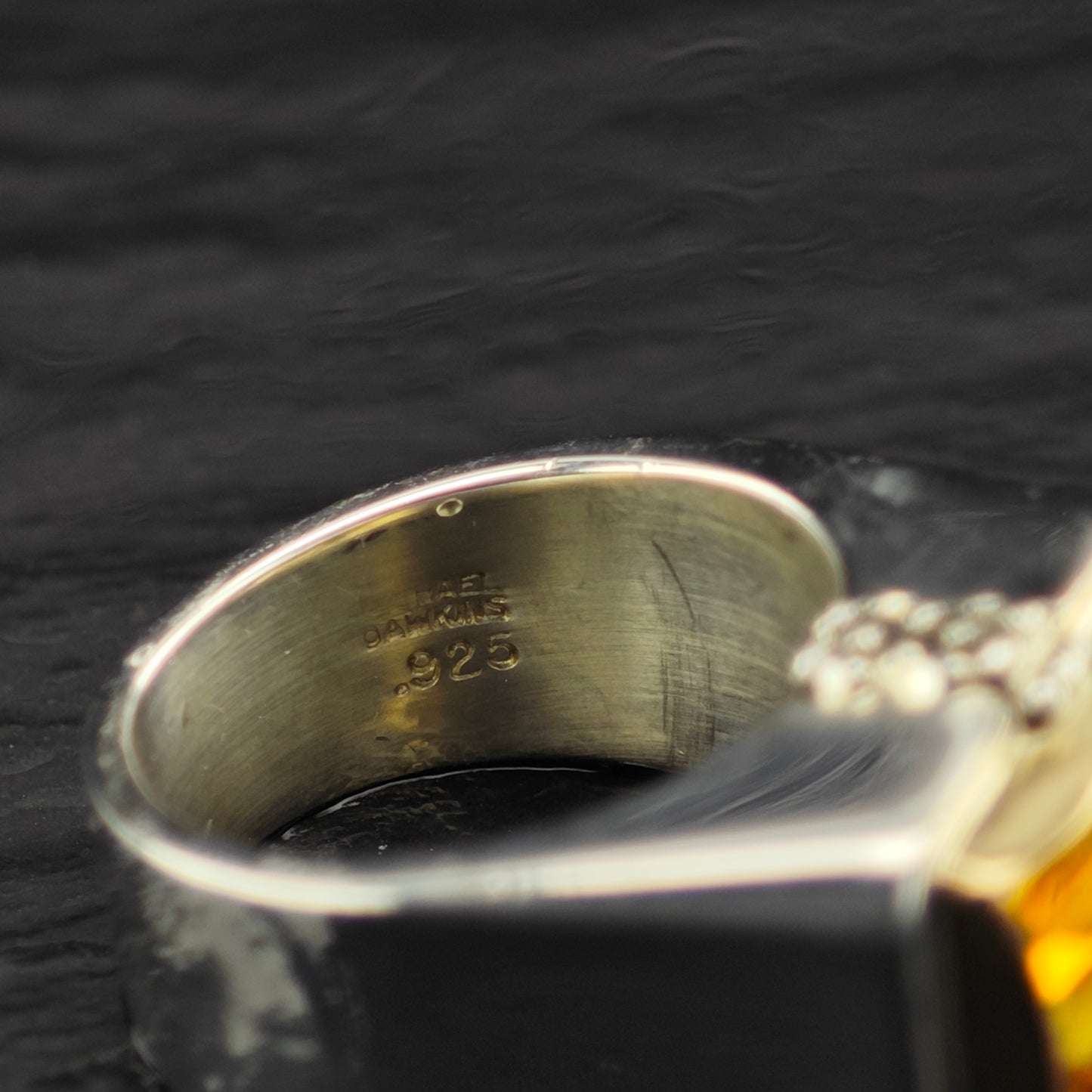 Michael Dawkins, Citrine Ring, Solid Gold Bezel Sterling Silver Sz 6 1/2 R6367
