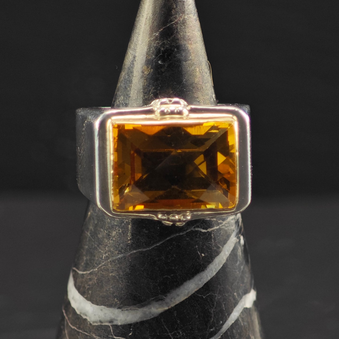 Michael Dawkins, Citrine Ring, Solid Gold Bezel Sterling Silver Sz 6 1/2 R6367