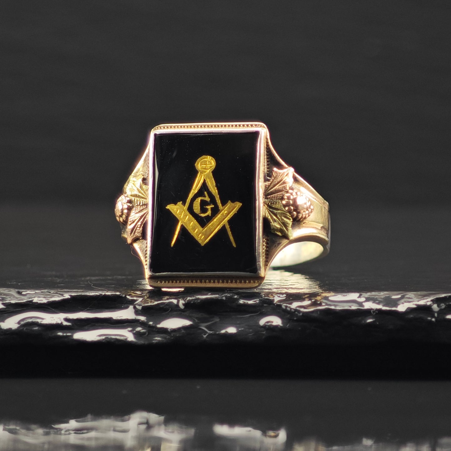 Black Hills Gold Master Mason Ring Sterling Silver Sz 12 R6373