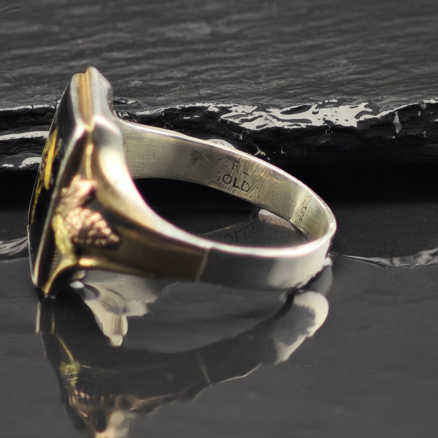 Black Hills Gold Master Mason Ring Sterling Silver Sz 12 R6373