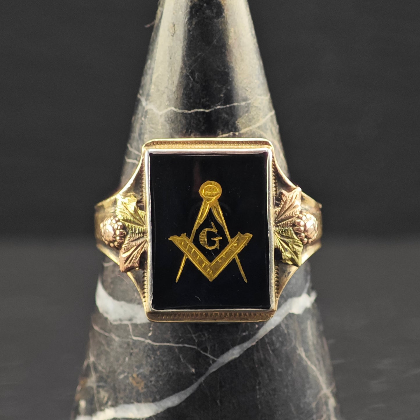 Black Hills Gold Master Mason Ring Sterling Silver Sz 12 R6373