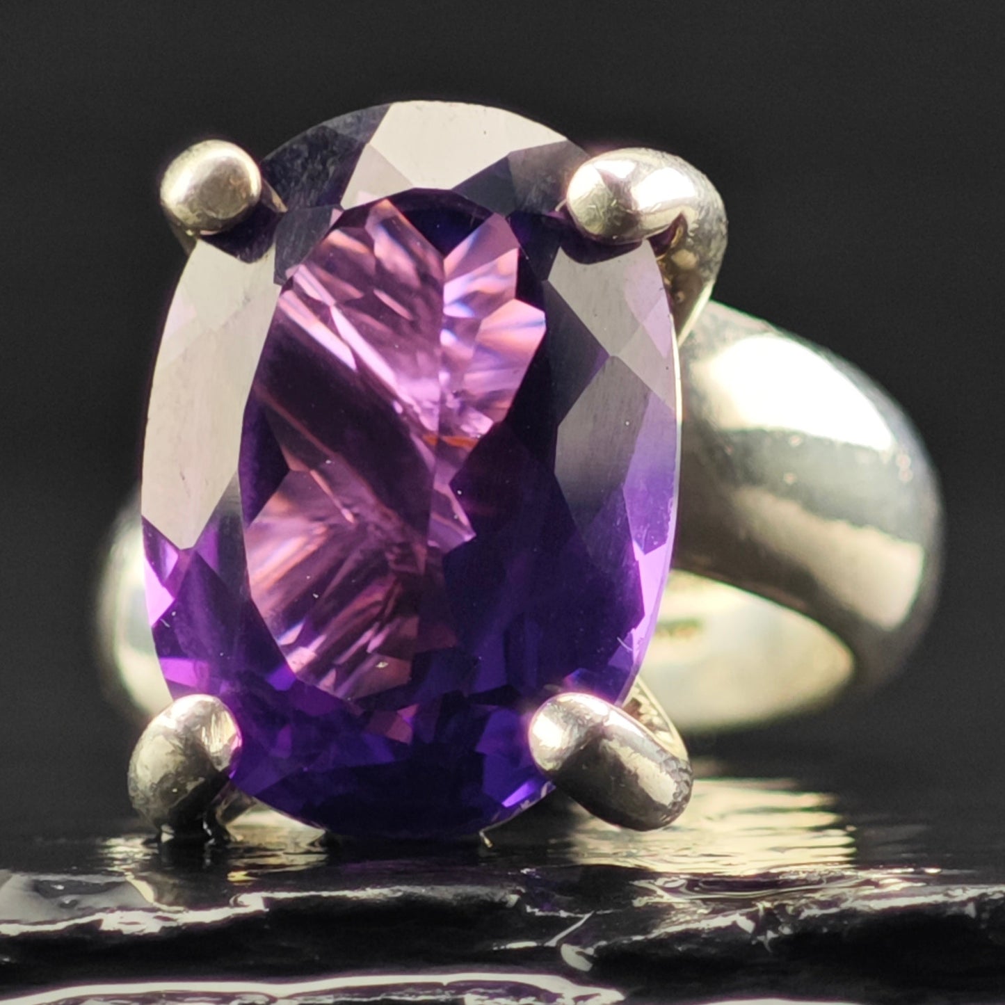 Charles Albert, Amethyst Ring Sterling Silver Sz 7 1/2 R6384