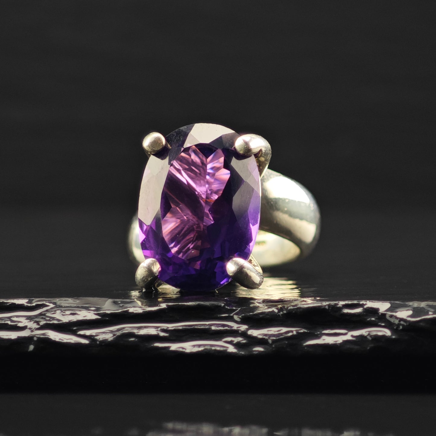Charles Albert, Amethyst Ring Sterling Silver Sz 7 1/2 R6384