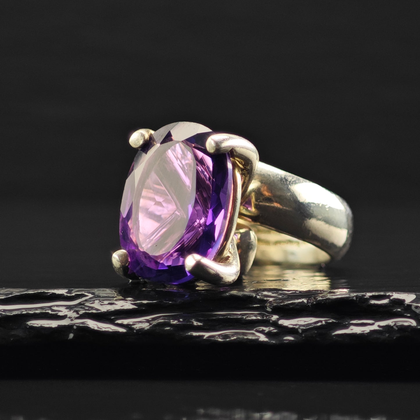 Charles Albert, Amethyst Ring Sterling Silver Sz 7 1/2 R6384