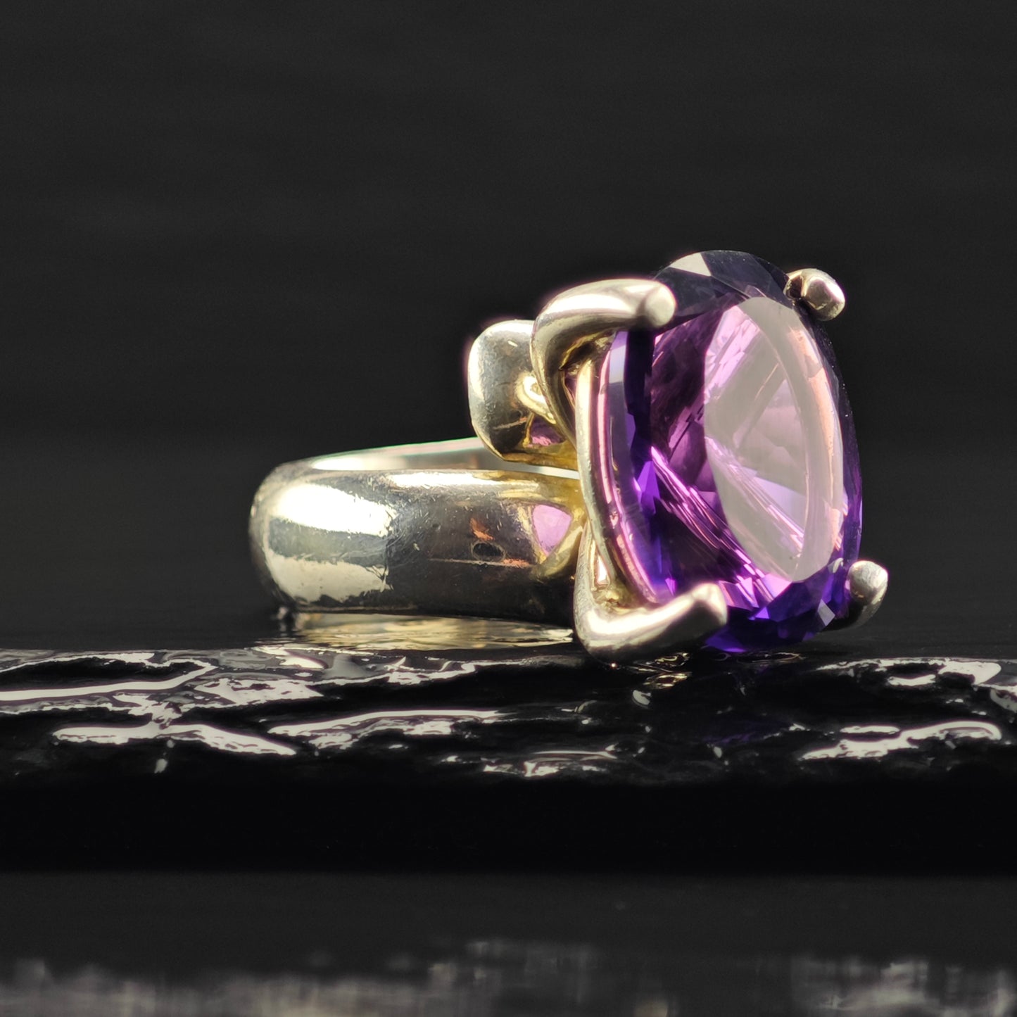 Charles Albert, Amethyst Ring Sterling Silver Sz 7 1/2 R6384